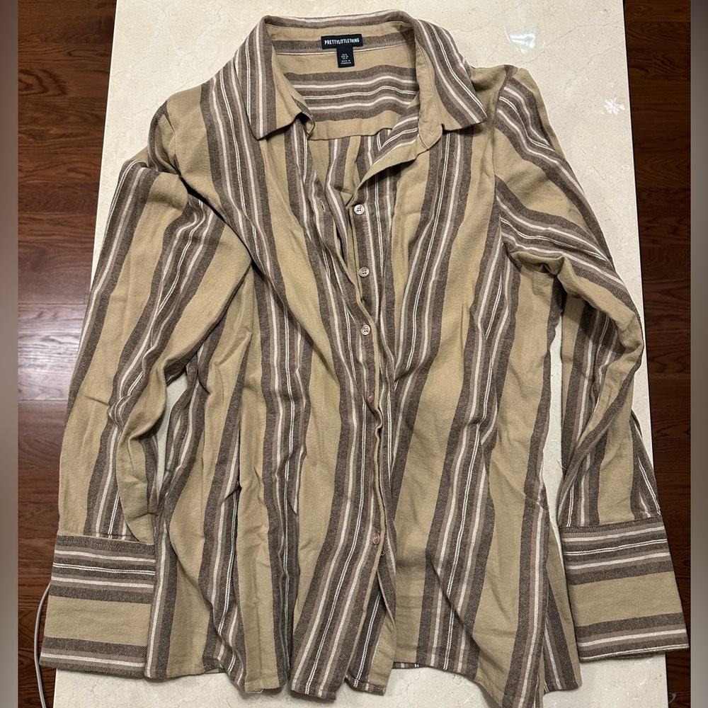 PLT OVERSIZED COTTON FLANNEL BUTTON DOWN - SIZE 4